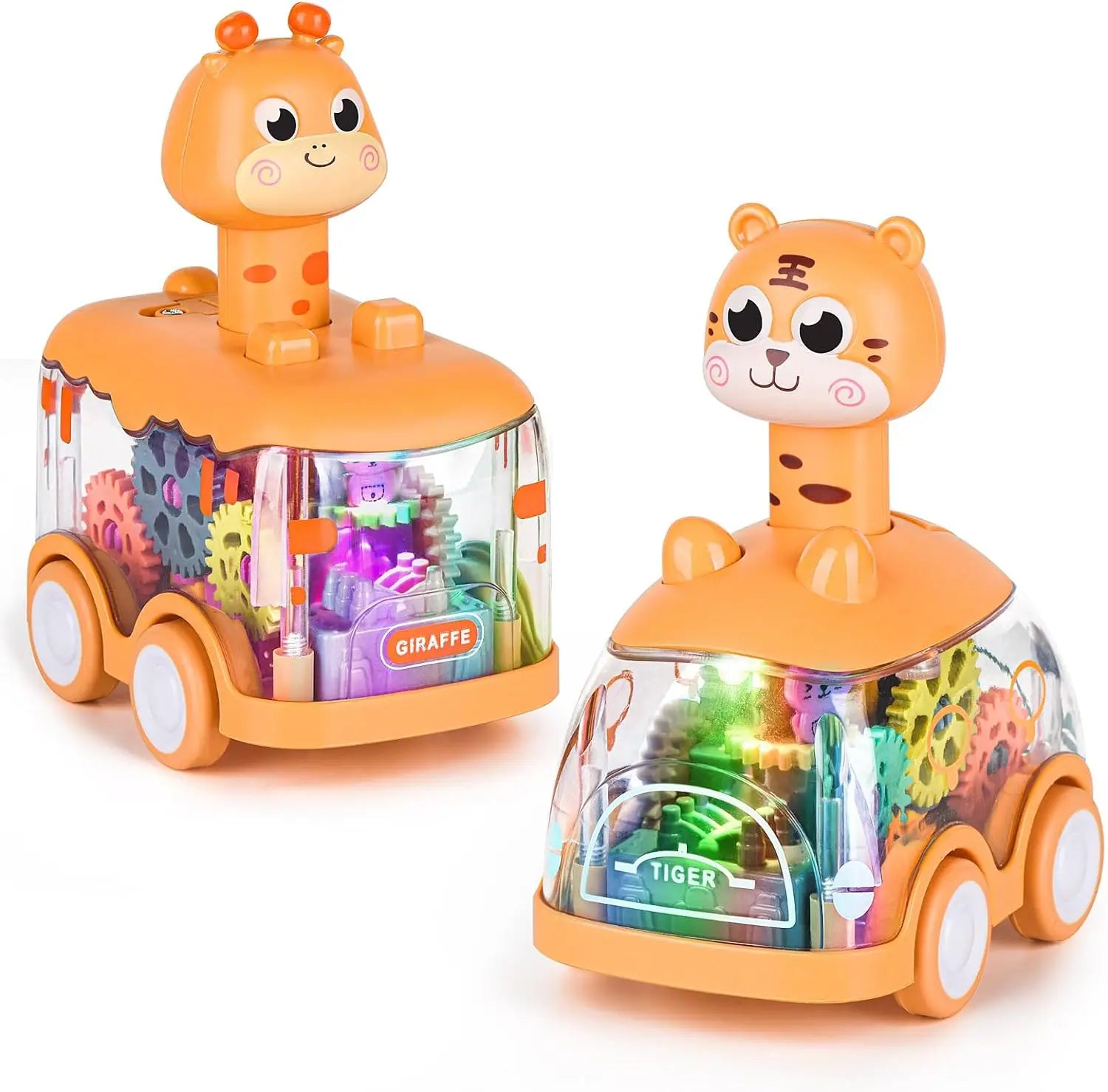 Carro de animais do bebê brinquedos da criança imprensa e ir carros puxar para trás carro iluminar brinquedos carros de corda para crianças 1 2 anos de idade menino presentes de aniversário