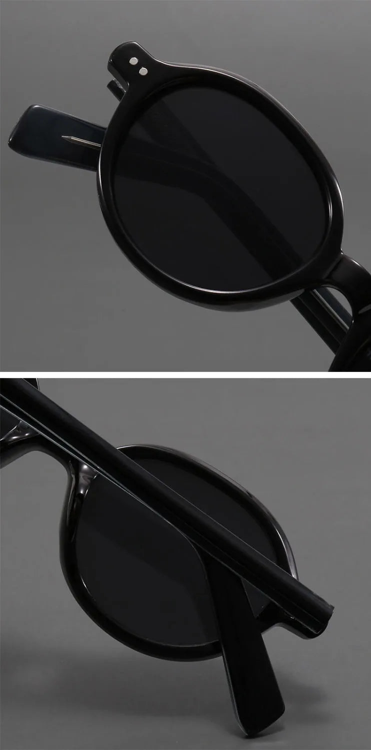 Óculos de Sol Redondos Pequenos de Acetato Polarizados para Homens e Mulheres Óculos de sol ovais femininos retrô em TR90 e acetato.