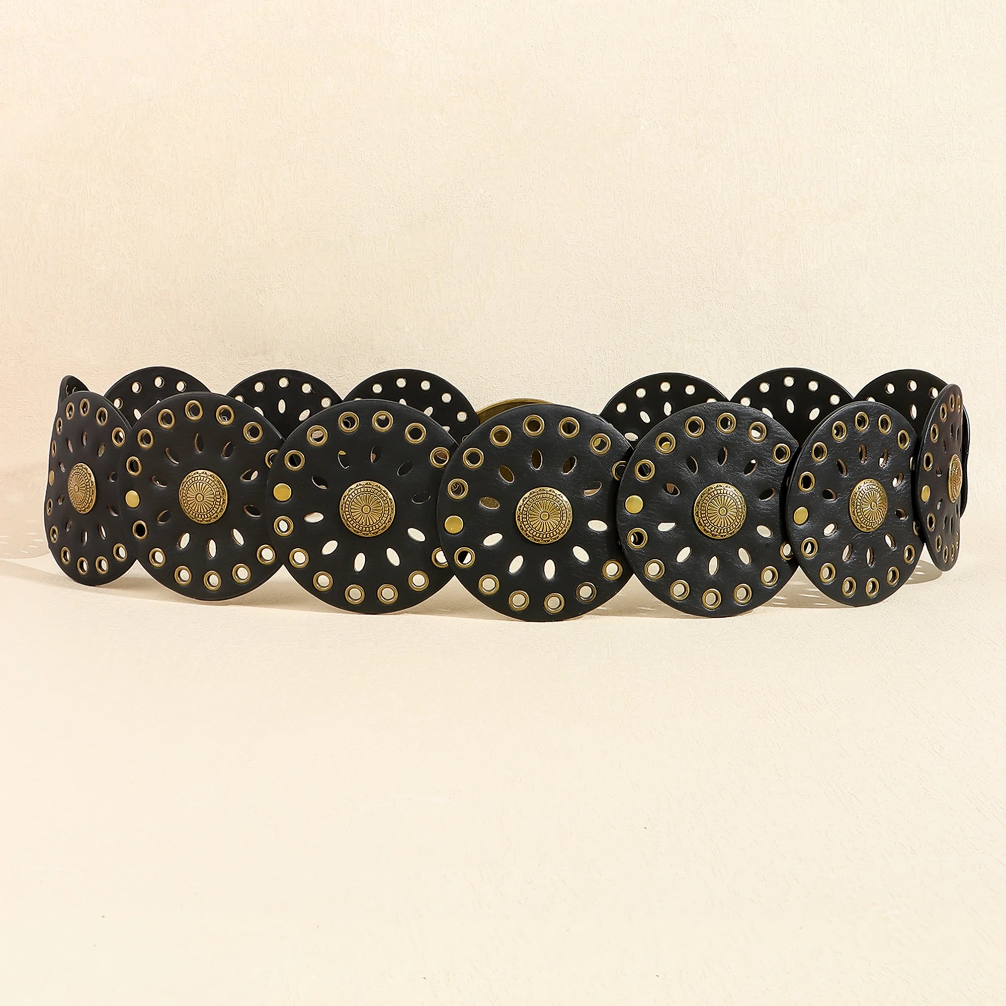 Novo rebite peça redonda cinto estilo étnico para mulheres vintage com saia ca