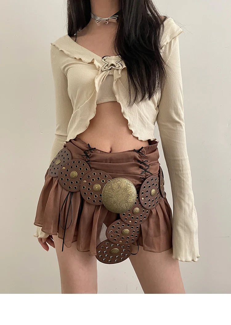 Cinto Circular Oco Estilo Retrô Acessórios Exagerados para o Verão 2024 Estilo Europeu Perfeito para Vestidos!