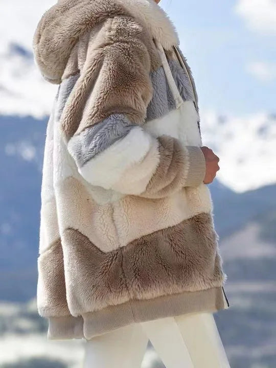 Jaqueta Oversized Feminina - Nova para Outono e Inverno de 2023, Quente, com Bolso de Pelúcia e Capuz, Estilo Streetwear, Solta, Roupas Externas para Mulheres.