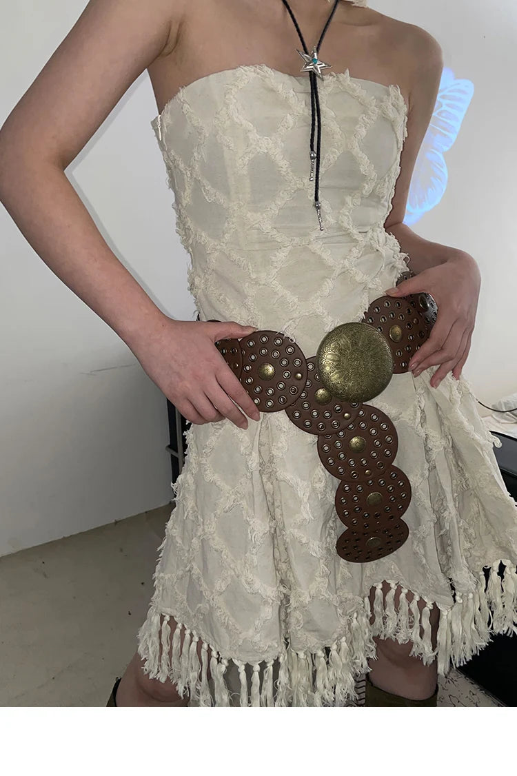 Cinto Circular Oco Estilo Retrô Acessórios Exagerados para o Verão 2024 Estilo Europeu Perfeito para Vestidos!