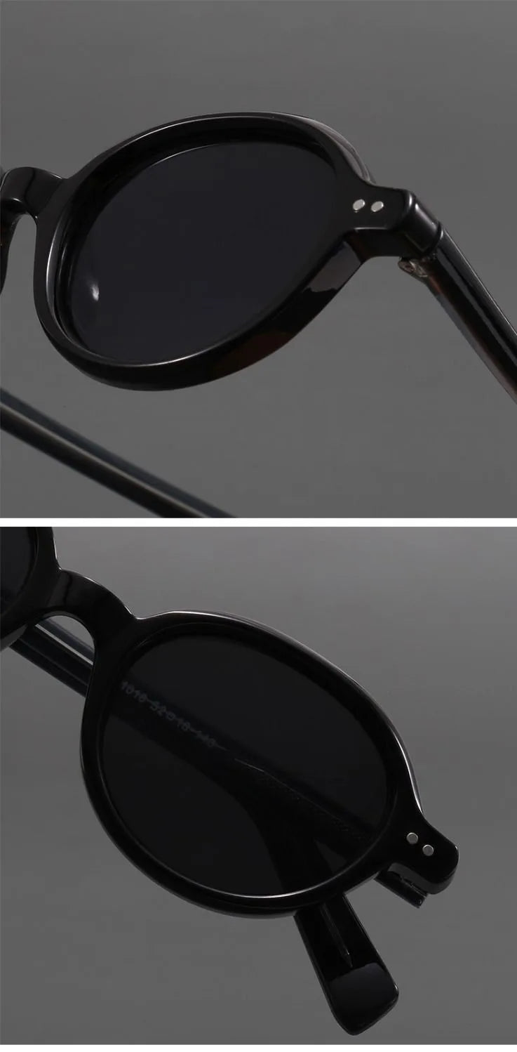 Óculos de Sol Redondos Pequenos de Acetato Polarizados para Homens e Mulheres Óculos de sol ovais femininos retrô em TR90 e acetato.