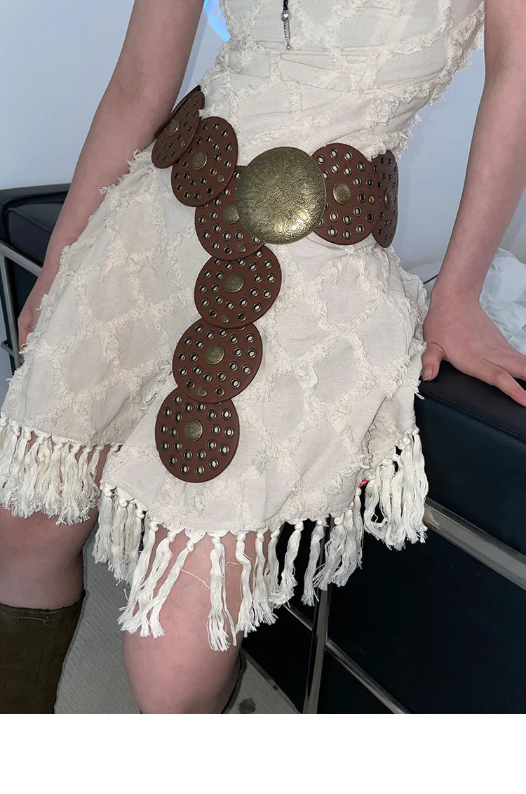 Cinto Circular Oco Estilo Retrô Acessórios Exagerados para o Verão 2024 Estilo Europeu Perfeito para Vestidos!