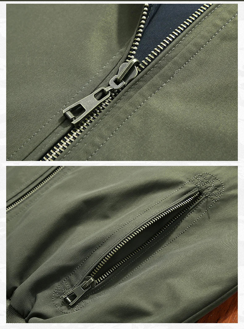 Jaqueta dupla face masculina com gola alta, ideal para um look casual. Esta peça é uma tendência jovem, perfeita para a primavera e o outono. Lançamento novo de 2021.