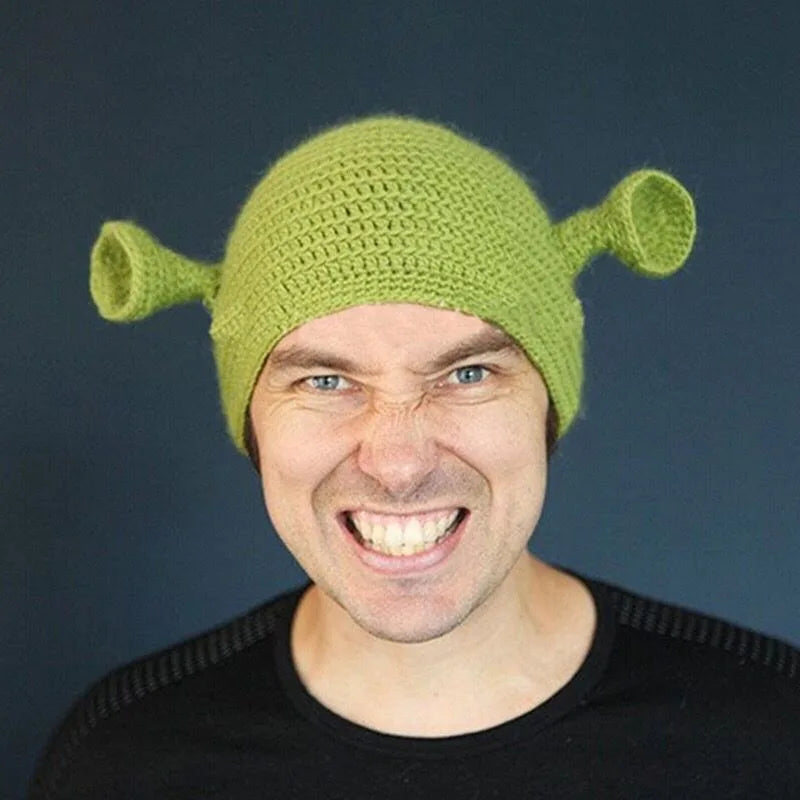 Chapéus de Inverno para Mulheres e Homens Modelo: Balaclava Monstro Shrek Material: Lã Estilo: Criativo e Engraçado Tipo: Chapéu de Malha Características: Mão Pura Ideal para: Inverno e Uso Casual