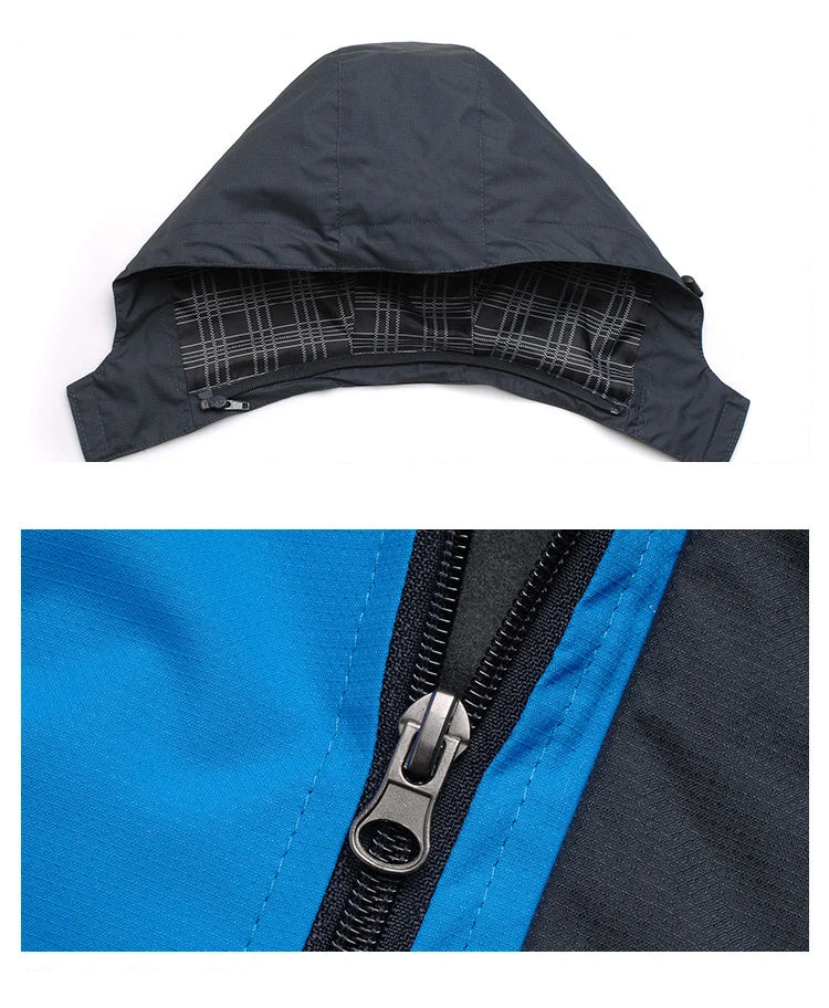 Jaqueta Trvlwego para Acampamento e Caminhadas Masculinas - Outono, Esportes ao Ar Livre, Escalada, Trekking. Blusão de Viagem à Prova d'Água - Preto