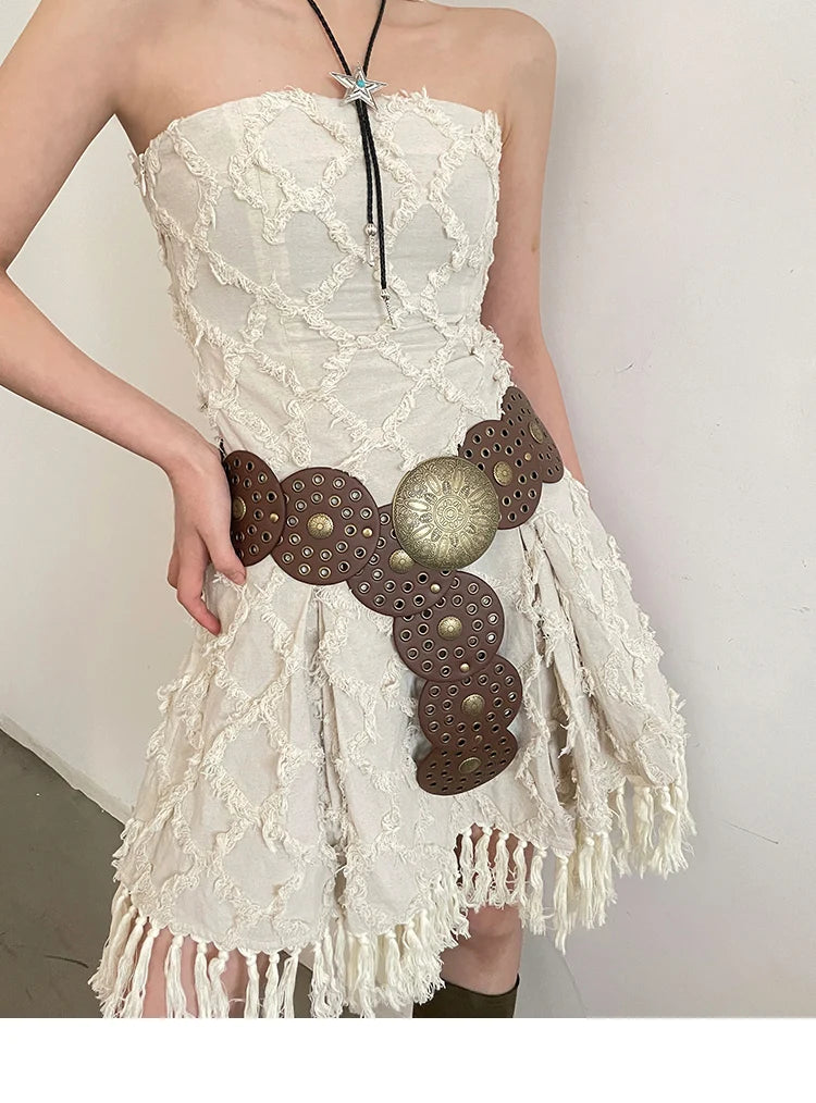 Cinto Circular Oco Estilo Retrô Acessórios Exagerados para o Verão 2024 Estilo Europeu Perfeito para Vestidos!