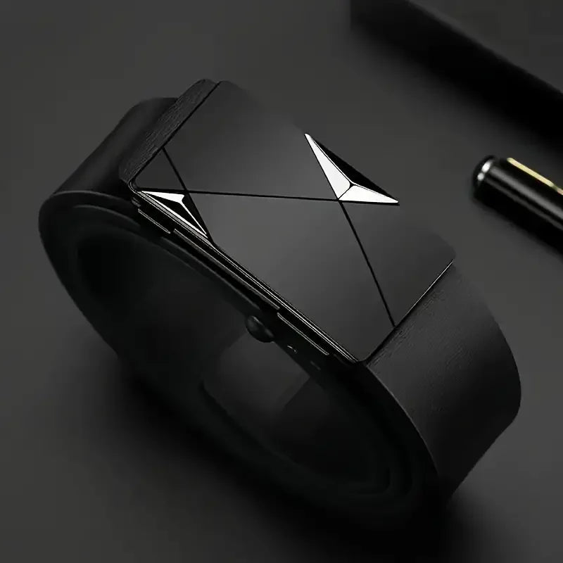 Cinto de Couro PU Masculino Elegante Cintos da Moda para o Dia a Dia, Lazer, Festas, Festivais e Trabalho Com Fivela Automática de Negócios