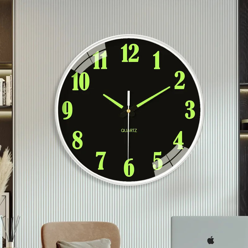 Relógio de parede luminoso para sala de estar, decorativo, elegante, silencioso