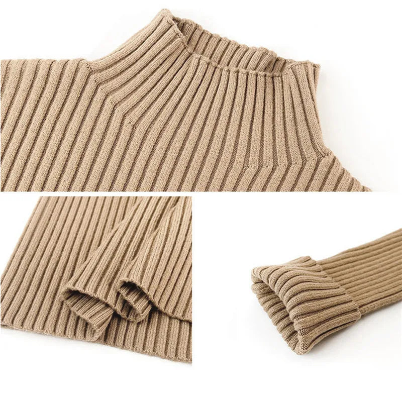 Blusa feminina de manga longa com gola alta, estilo Harajuku. Pulôver de malha fina, ajuste magro e elástico, básico e sólido, perfeito para compor looks simples.