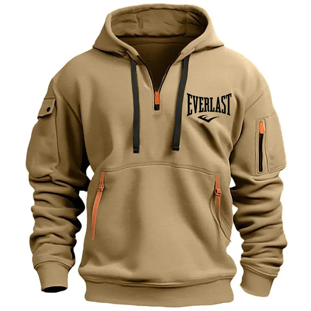 Everlast – Moletom Masculino com Capuz, Suéter Esportivo Casual, Jaqueta Solta, Mangas Compridas, com Zíper e Vários Bolsos, Estilo Harajuku.
