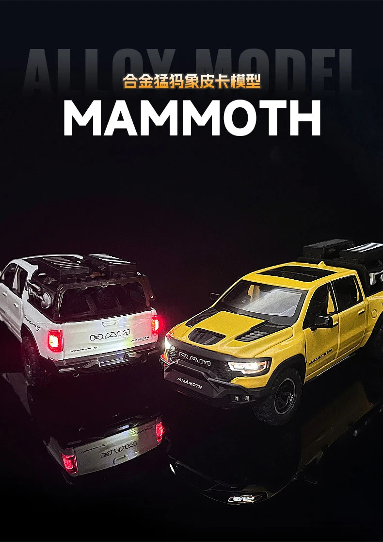 Dodge Ram 1000 TRX Mamute 1:32 - Pickup com Som, Luz e Movimento Para Trás - Brinquedo Colecionável para Crianças, Presente Ideal de Aniversário!