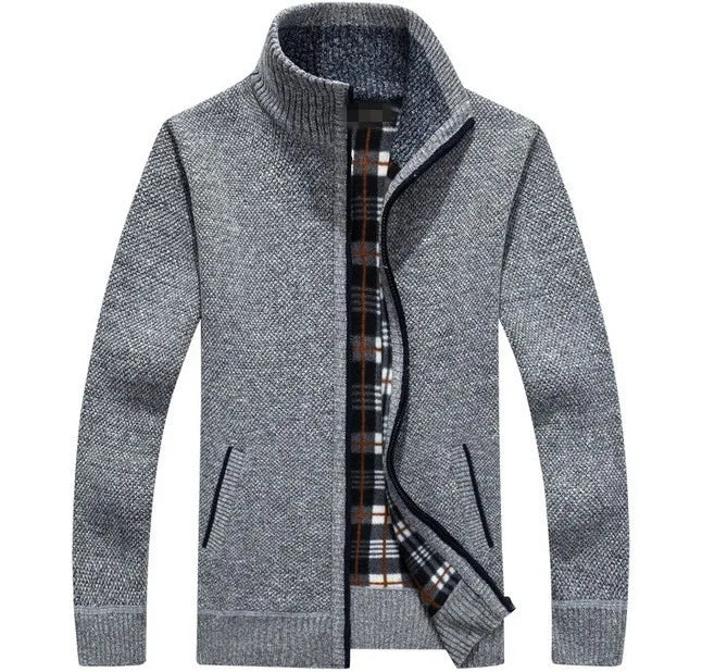 Jaquetas de malha masculinas para outono e inverno, grossas, macias e quentes, com mangas longas e gola. Perfeitas para um estilo casual e moderno.