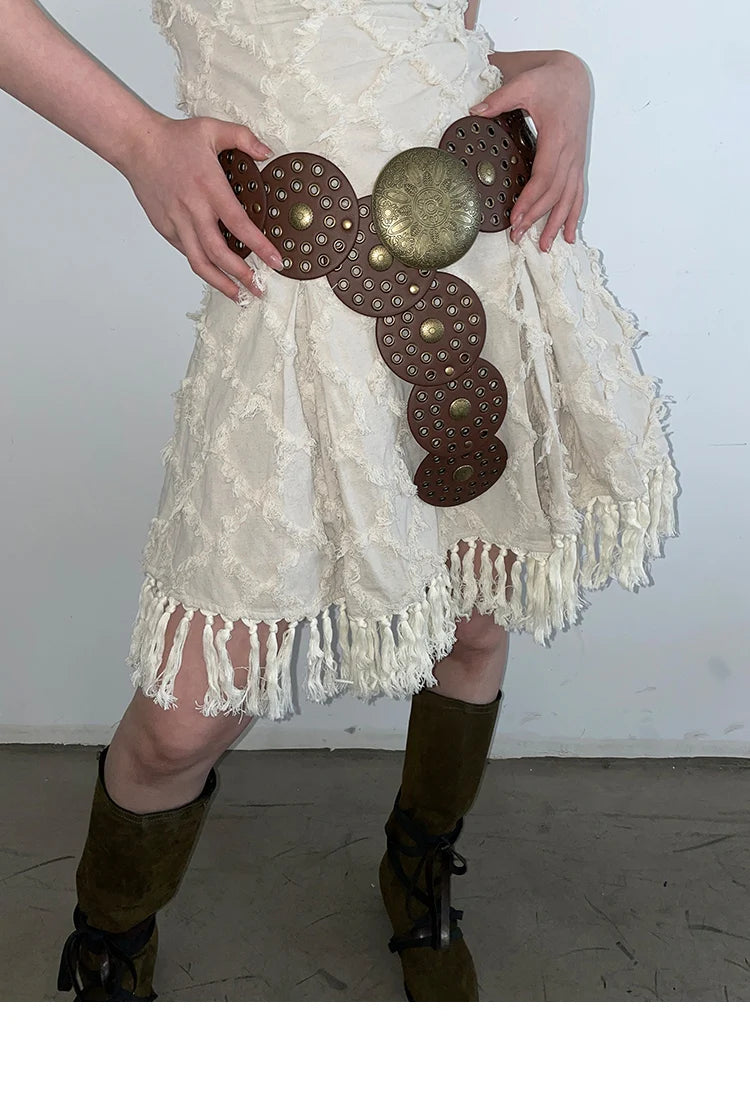 Cinto Circular Oco Estilo Retrô Acessórios Exagerados para o Verão 2024 Estilo Europeu Perfeito para Vestidos!