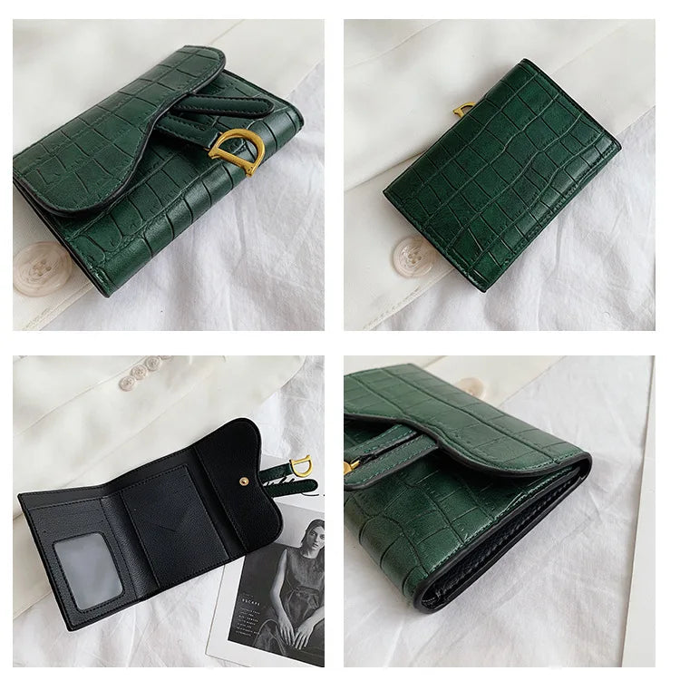 Nova Carteira Pequena Feminina 2023! Edição Coreana com Relevo de Crocodilo Design Exclusivo em Forma de D com Fivela Zero!