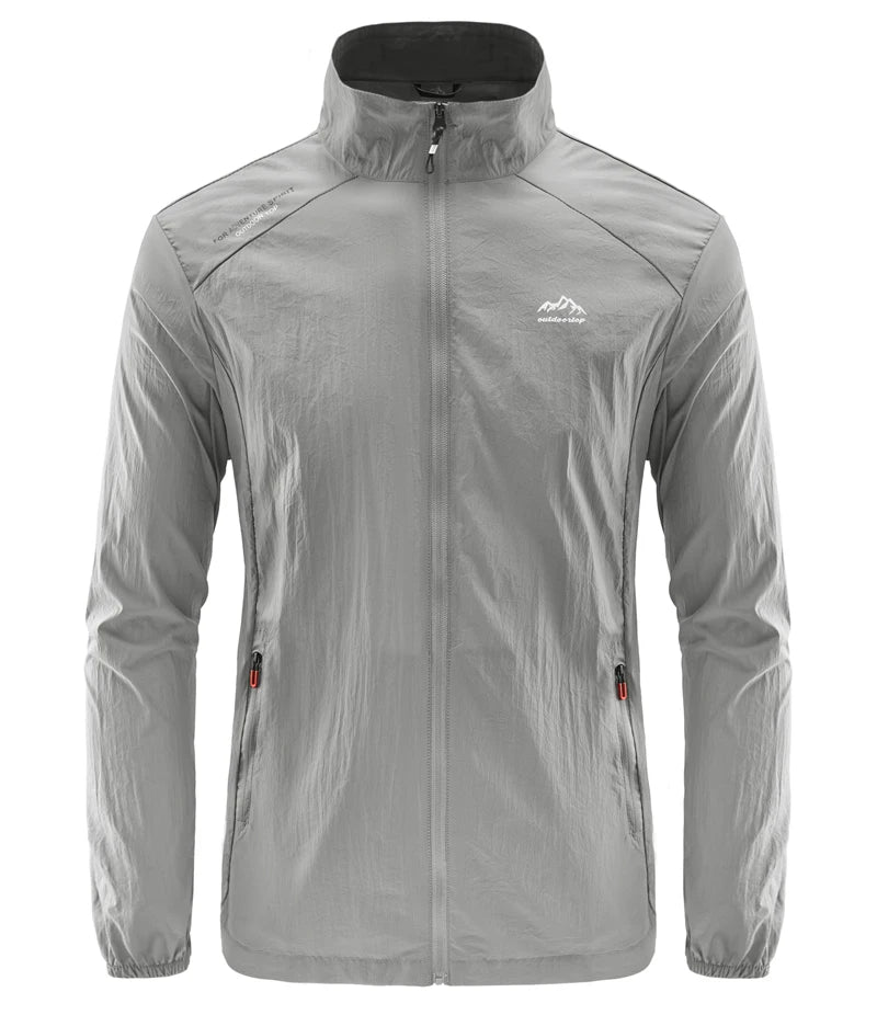 Jaqueta masculina de verão, com secagem rápida, ideal para caminhadas. À prova d'água e com proteção solar UV, é perfeita para esportes ao ar livre, como pesca, acampamento e corrida.