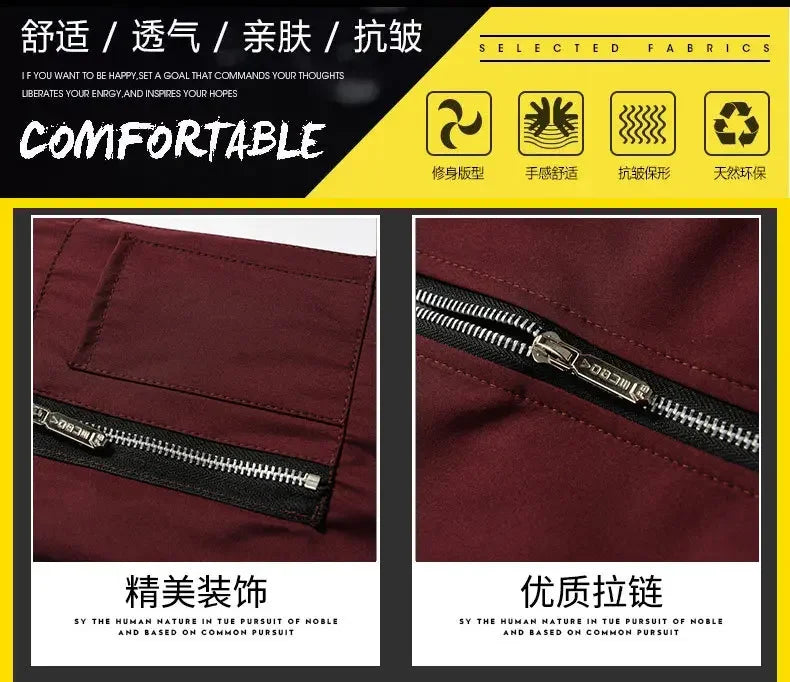 Jaqueta Masculina de Outono - Manga Longa, Uniforme de Beisebol, À Prova de Vento, Ideal para Ciclismo, Jaqueta Fina Sólida com Zíper, Casual e Esportiva para Atividades ao Ar Livre.