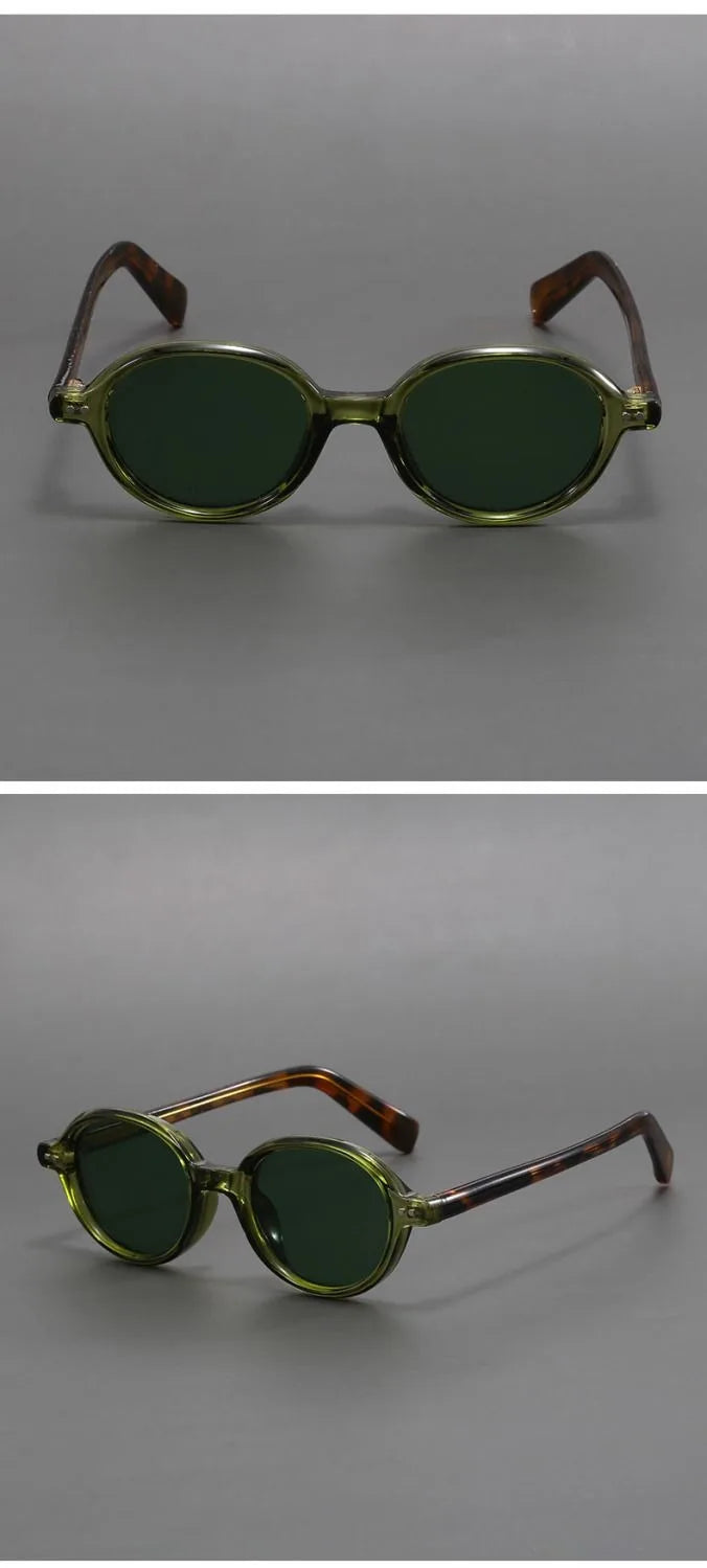 Óculos de Sol Redondos Pequenos de Acetato Polarizados para Homens e Mulheres Óculos de sol ovais femininos retrô em TR90 e acetato.