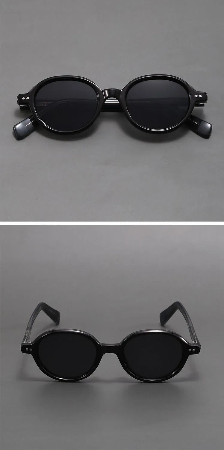 Óculos de Sol Redondos Pequenos de Acetato Polarizados para Homens e Mulheres Óculos de sol ovais femininos retrô em TR90 e acetato.