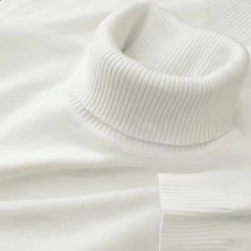 Novos suéteres de malha masculinos, em cores sólidas, com gola alta e respirável. Pullovers quentes para uso ao ar livre, básicos, de streetwear, ideais para o outono e para negócios.