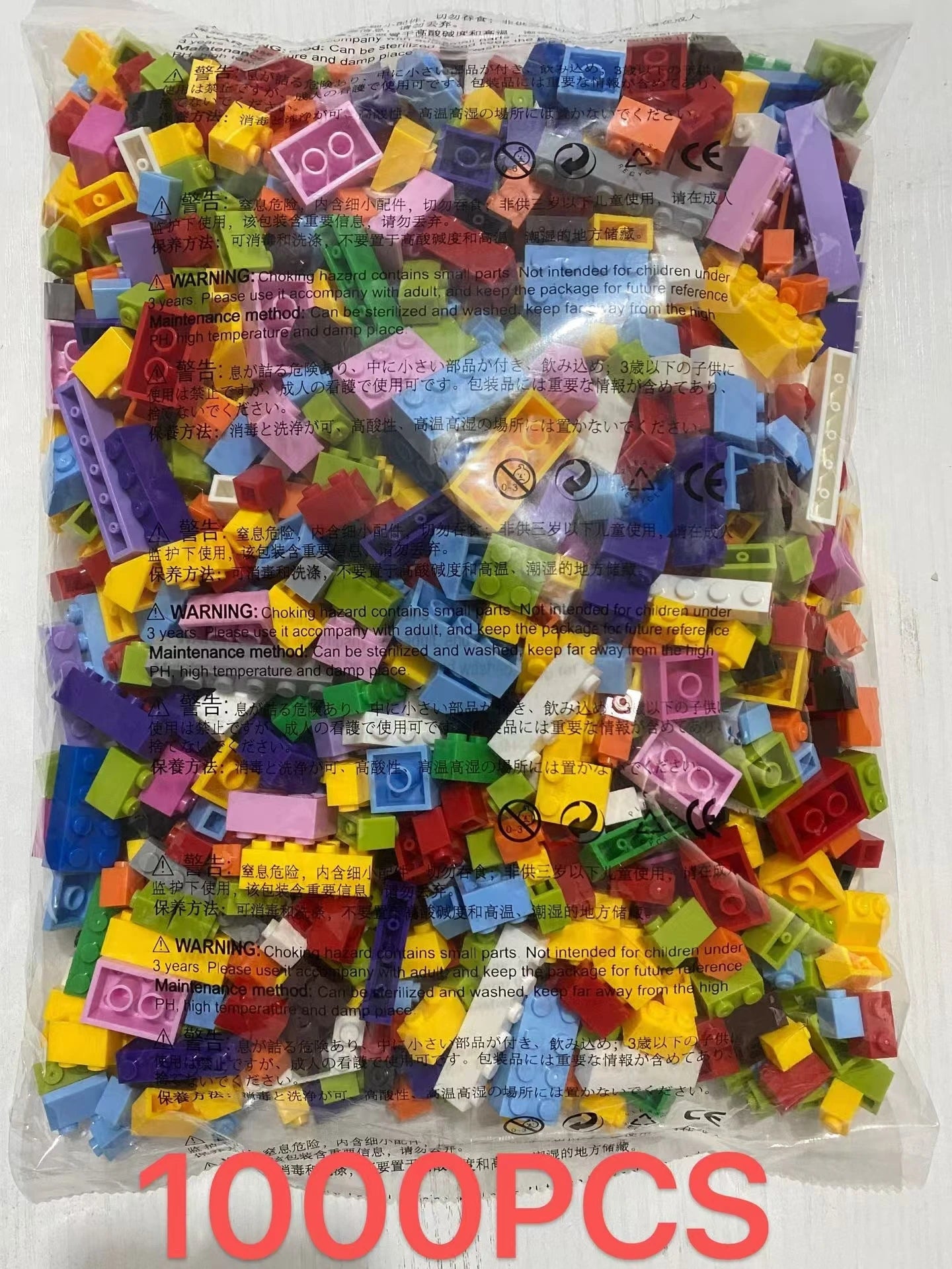 Blocos de Construção Criativos DIY – Conjunto em Massa com 300/500/1000/1500 Peças | Blocos Clássicos de Montar | Presente de Aniversário | Brinquedo Educativo para Crianças