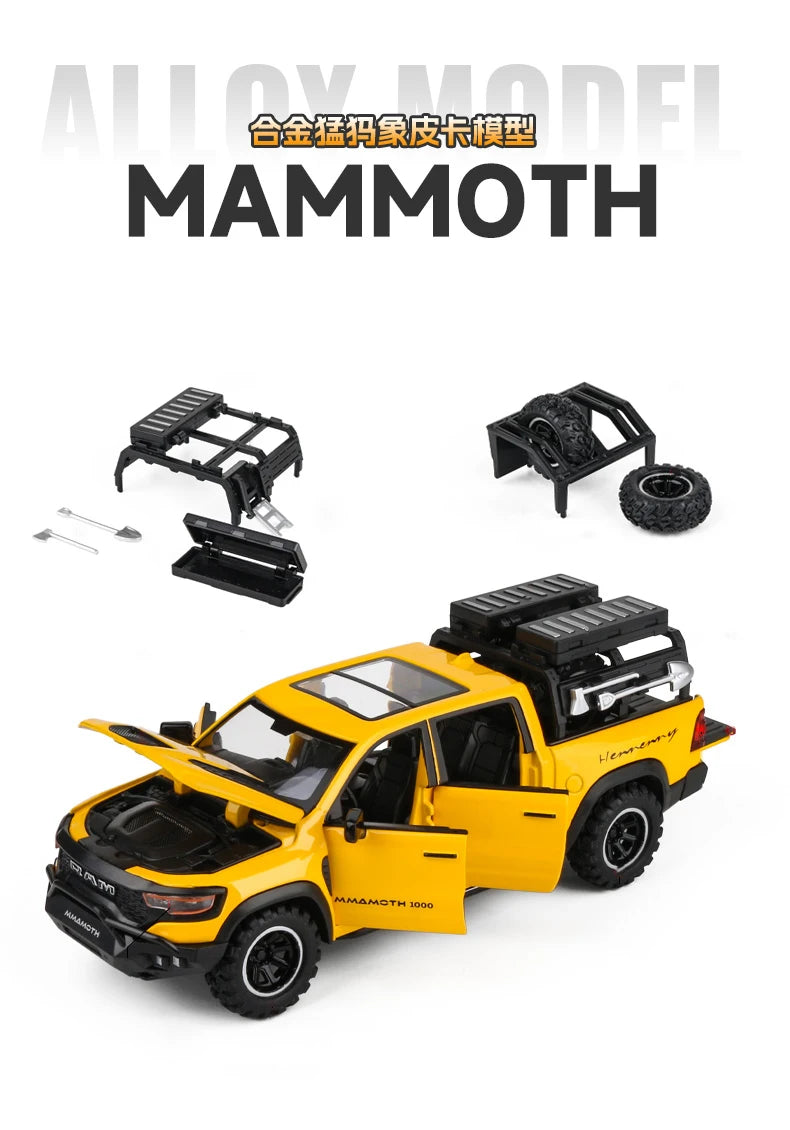 Dodge Ram 1000 TRX Mamute 1:32 - Pickup com Som, Luz e Movimento Para Trás - Brinquedo Colecionável para Crianças, Presente Ideal de Aniversário!