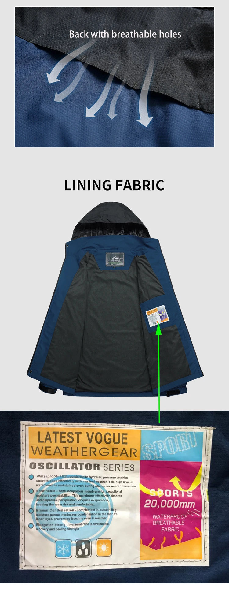 Jaqueta Trvlwego para Acampamento e Caminhadas Masculinas - Outono, Esportes ao Ar Livre, Escalada, Trekking. Blusão de Viagem à Prova d'Água - Preto