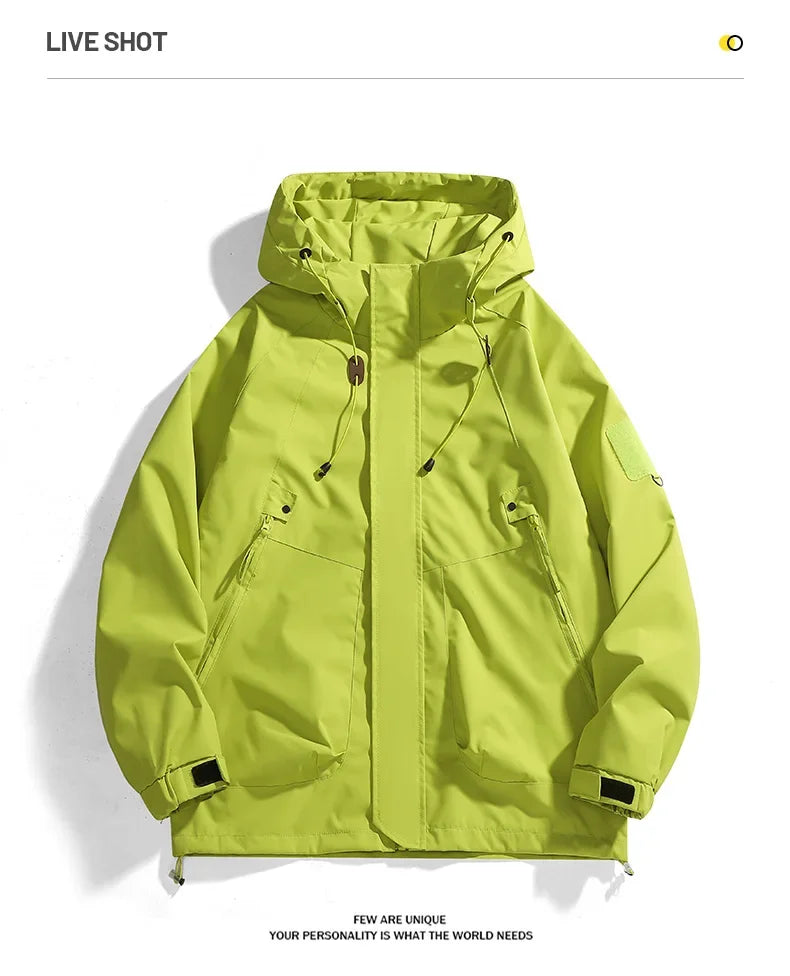 Jaqueta impermeável unissex para atividades ao ar livre. Respirável e à prova de vento, perfeita para outono, pesca e acampamento. Ideal para homens e mulheres!