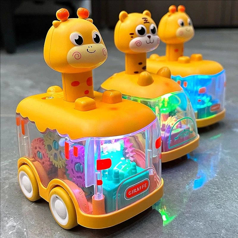 Carro de animais do bebê brinquedos da criança imprensa e ir carros puxar para trás carro iluminar brinquedos carros de corda para crianças 1 2 anos de idade menino presentes de aniversário