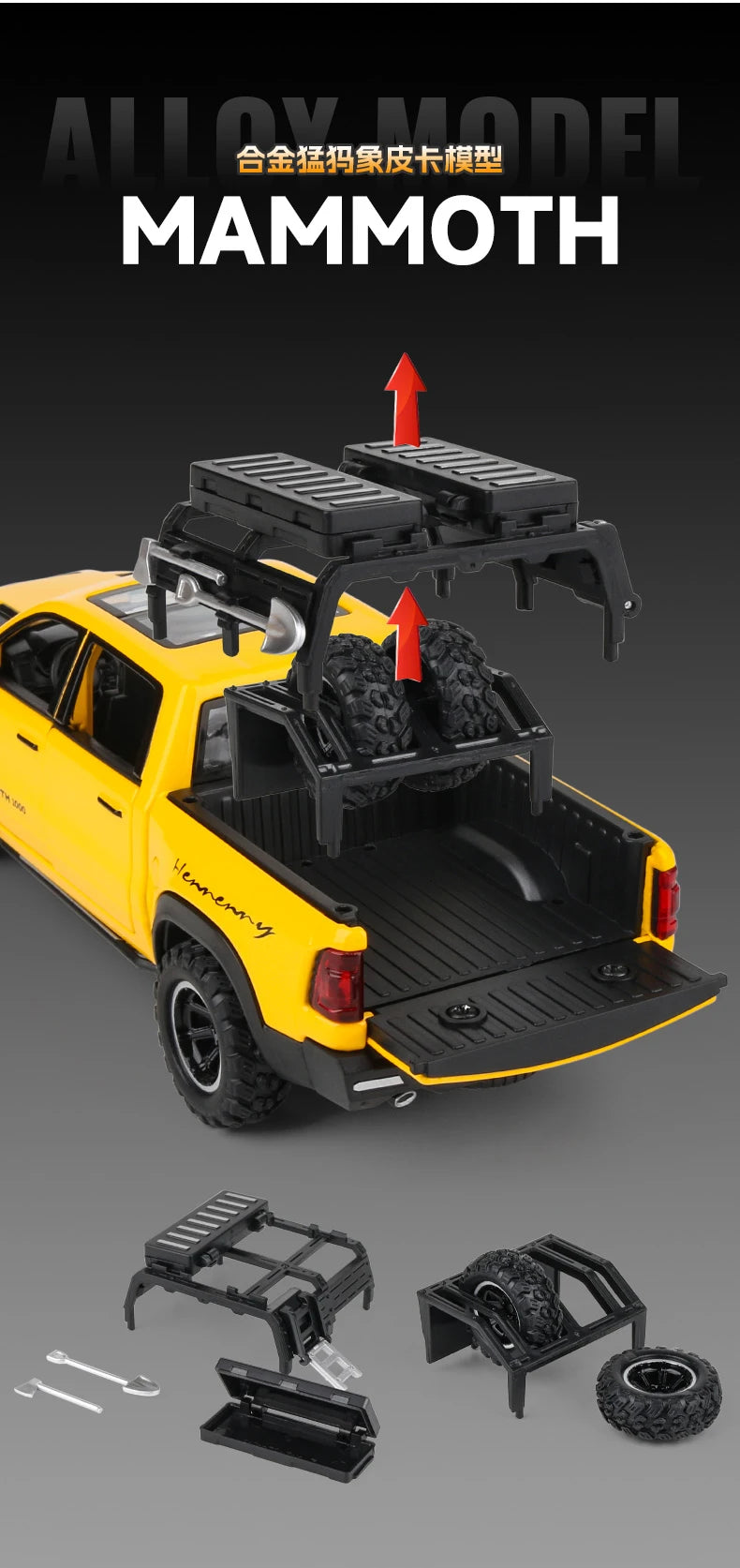 Dodge Ram 1000 TRX Mamute 1:32 - Pickup com Som, Luz e Movimento Para Trás - Brinquedo Colecionável para Crianças, Presente Ideal de Aniversário!