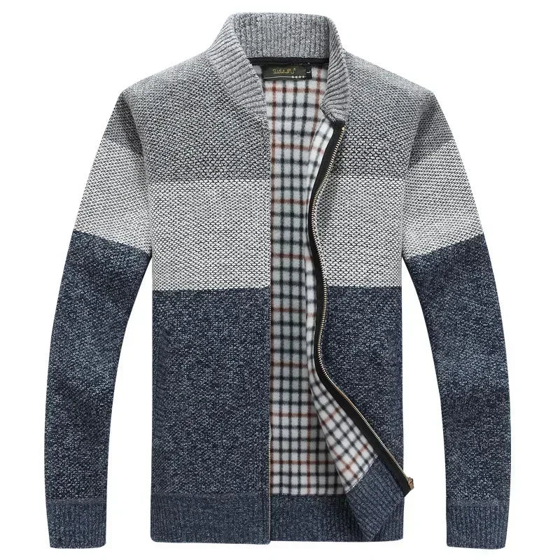Jaquetas de malha masculinas para outono e inverno, grossas, macias e quentes, com mangas longas e gola. Perfeitas para um estilo casual e moderno.