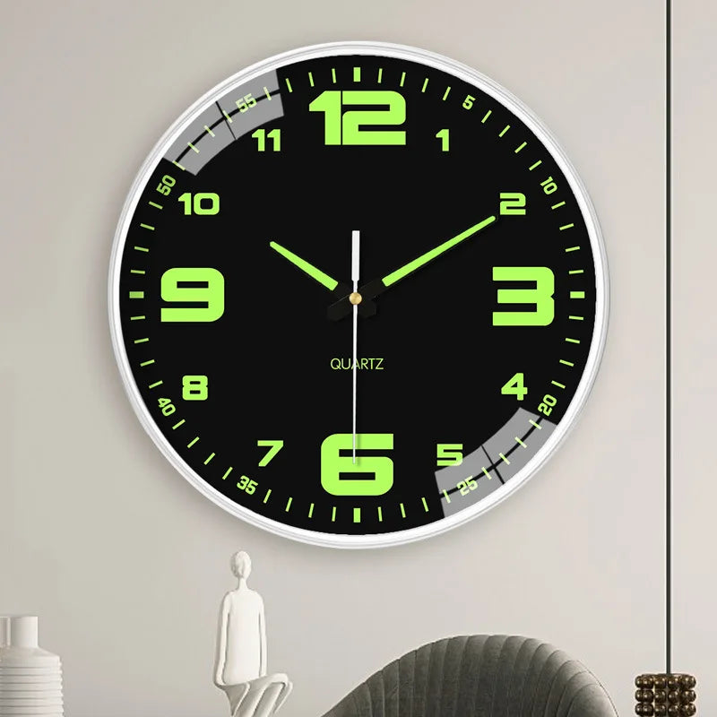 Relógio de parede luminoso para sala de estar, decorativo, elegante, silencioso