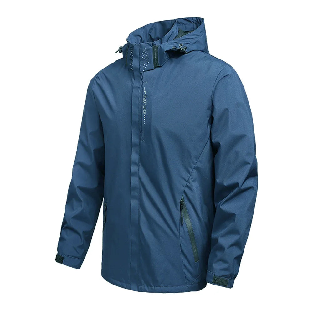 Jaqueta de chuva impermeável masculina leve exterior com capuz capa de chuva ao