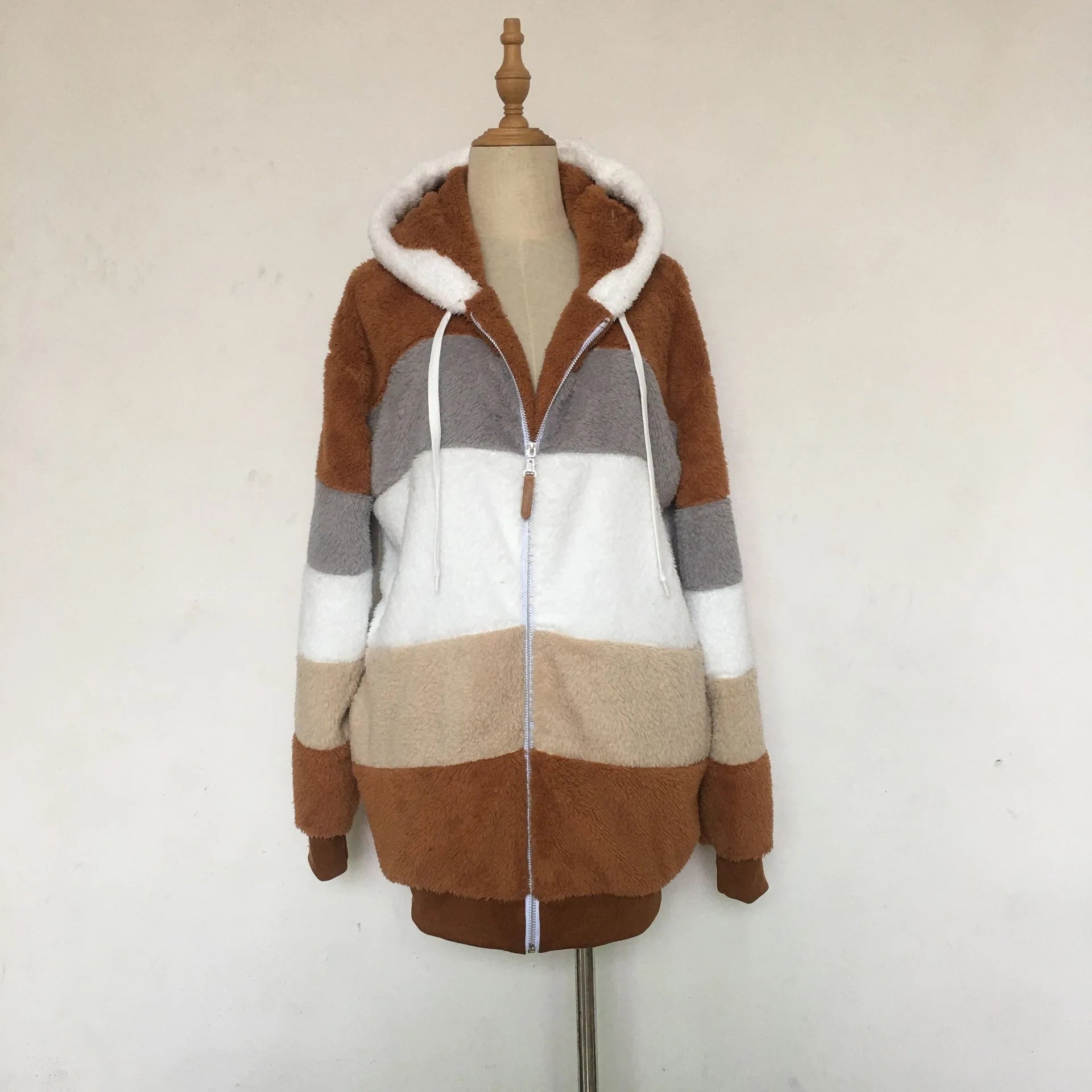 Jaqueta Oversized Feminina - Nova para Outono e Inverno de 2023, Quente, com Bolso de Pelúcia e Capuz, Estilo Streetwear, Solta, Roupas Externas para Mulheres.