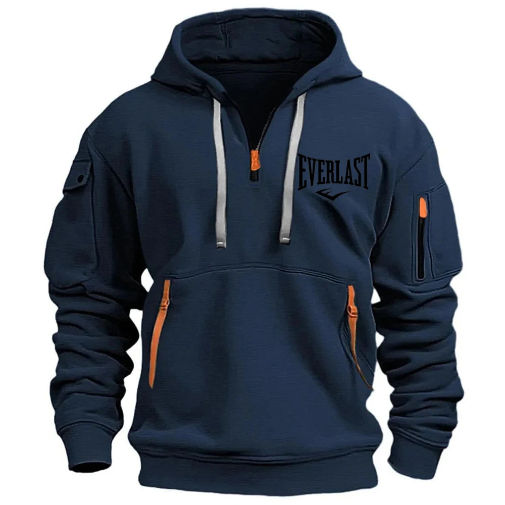 Everlast – Moletom Masculino com Capuz, Suéter Esportivo Casual, Jaqueta Solta, Mangas Compridas, com Zíper e Vários Bolsos, Estilo Harajuku.