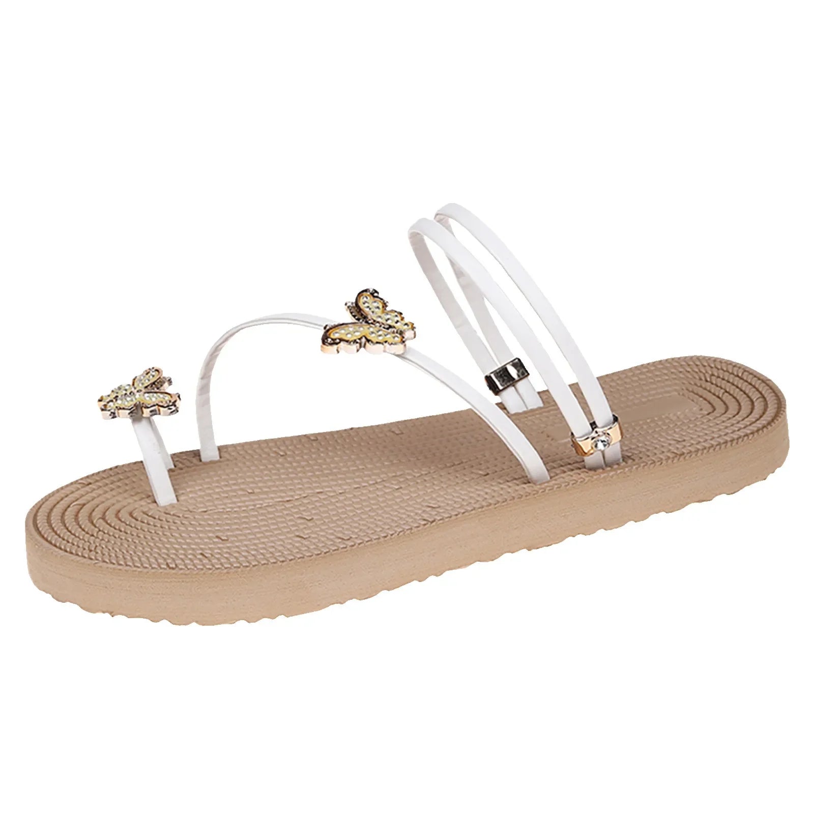 Sandálias Femininas Elegantes para o Verão: Slides Casuais com Dedo do Pé Aberto, Sola Macia, Estilo Borboleta, Zapatillas de Mujer com Salto Elegante.