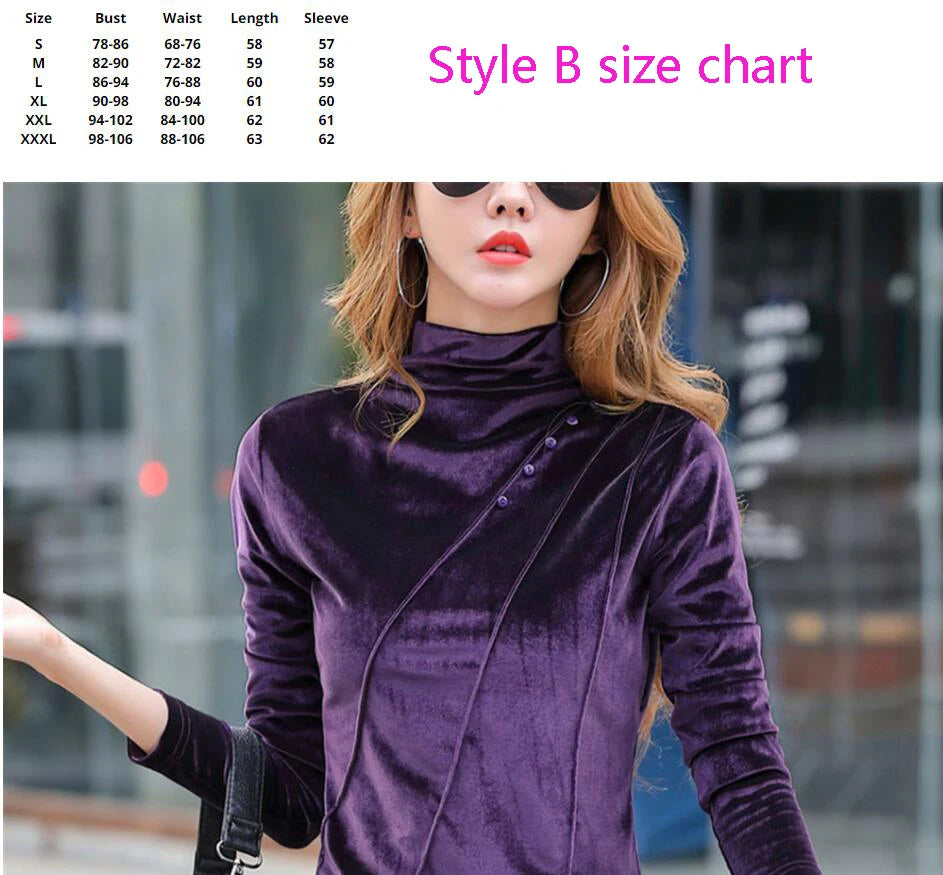 Blusa de Gola Alta Feminina – Tamanhos 3XL e 4XL, Veludo Grosso e Quente para o Inverno!