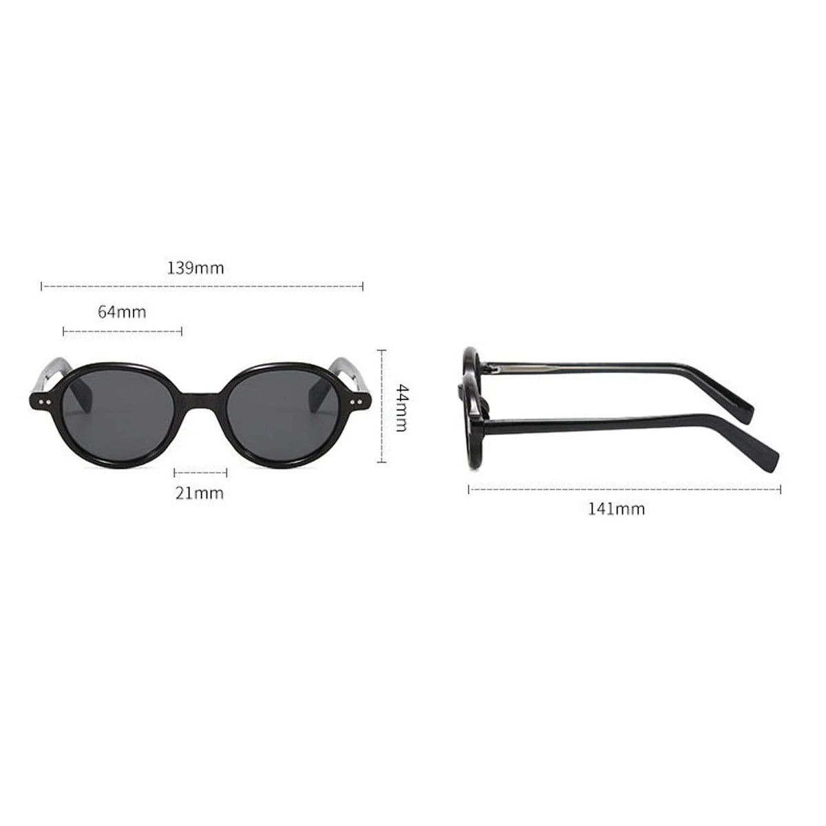 Óculos de Sol Redondos Pequenos de Acetato Polarizados para Homens e Mulheres Óculos de sol ovais femininos retrô em TR90 e acetato.