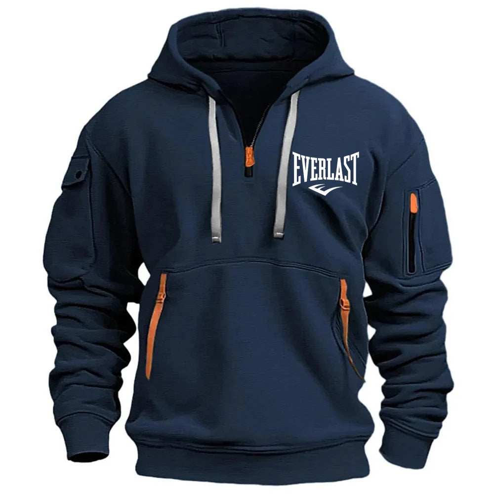 Everlast – Moletom Masculino com Capuz, Suéter Esportivo Casual, Jaqueta Solta, Mangas Compridas, com Zíper e Vários Bolsos, Estilo Harajuku.