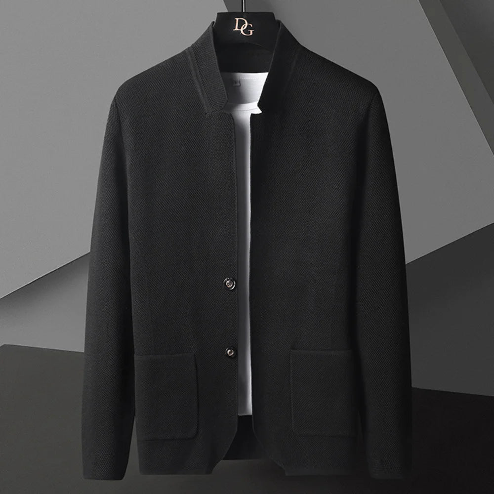 2022 cardigan jaqueta masculina cor sólida de malha casual gola fino ajuste cas