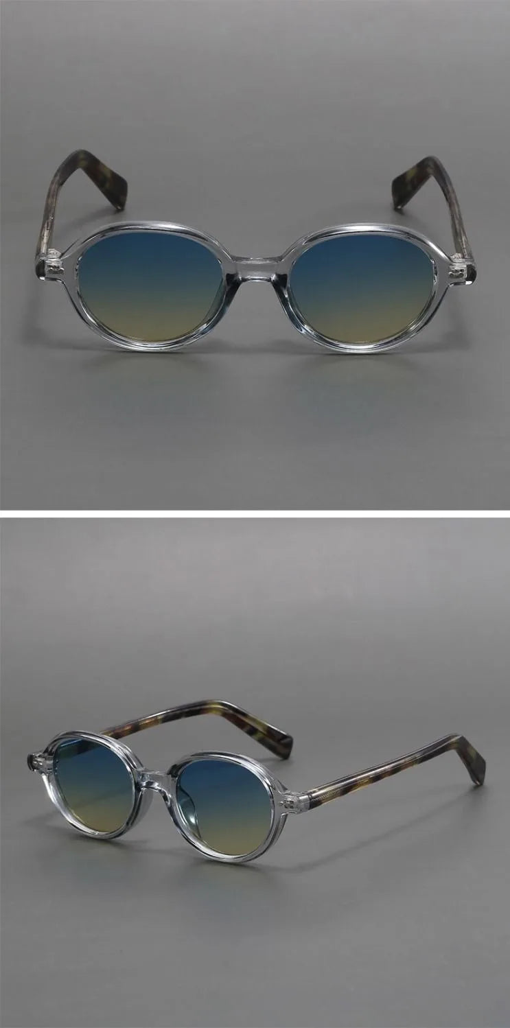Óculos de Sol Redondos Pequenos de Acetato Polarizados para Homens e Mulheres Óculos de sol ovais femininos retrô em TR90 e acetato.