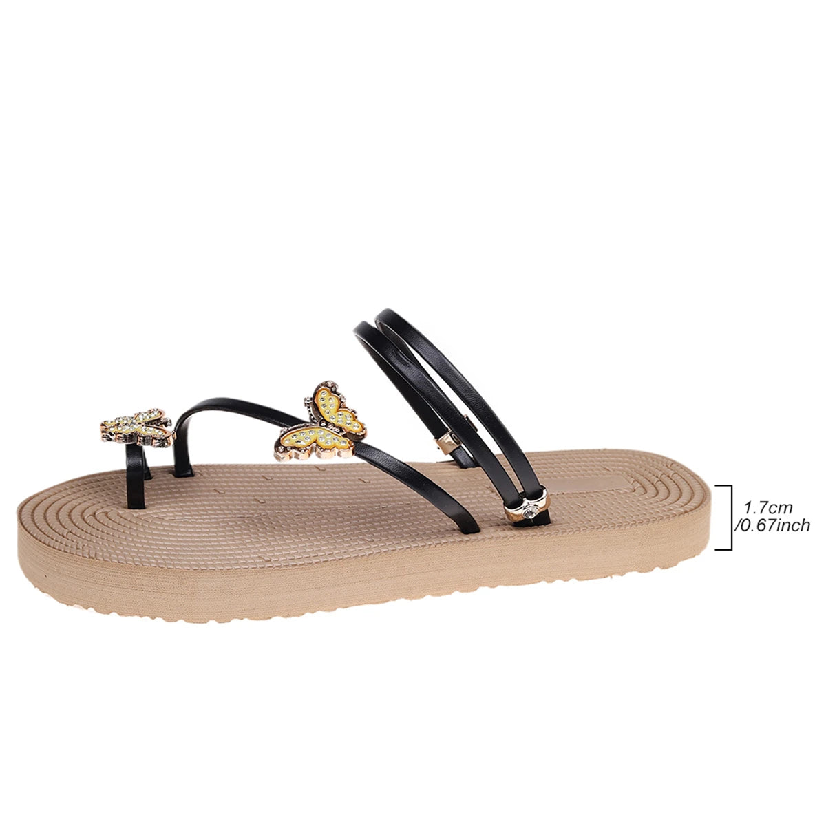 Sandálias Femininas Elegantes para o Verão: Slides Casuais com Dedo do Pé Aberto, Sola Macia, Estilo Borboleta, Zapatillas de Mujer com Salto Elegante.