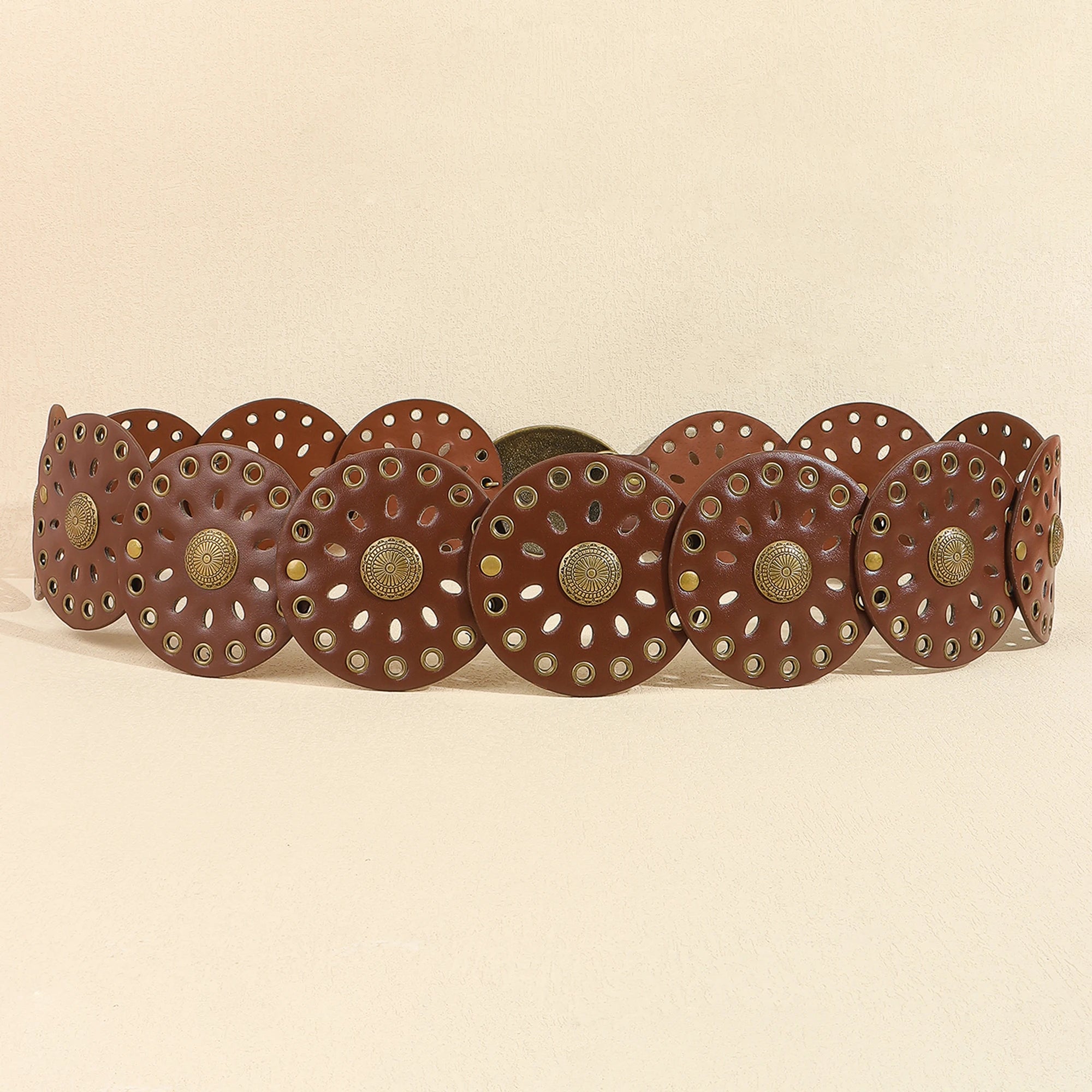 Novo rebite peça redonda cinto estilo étnico para mulheres vintage com saia ca