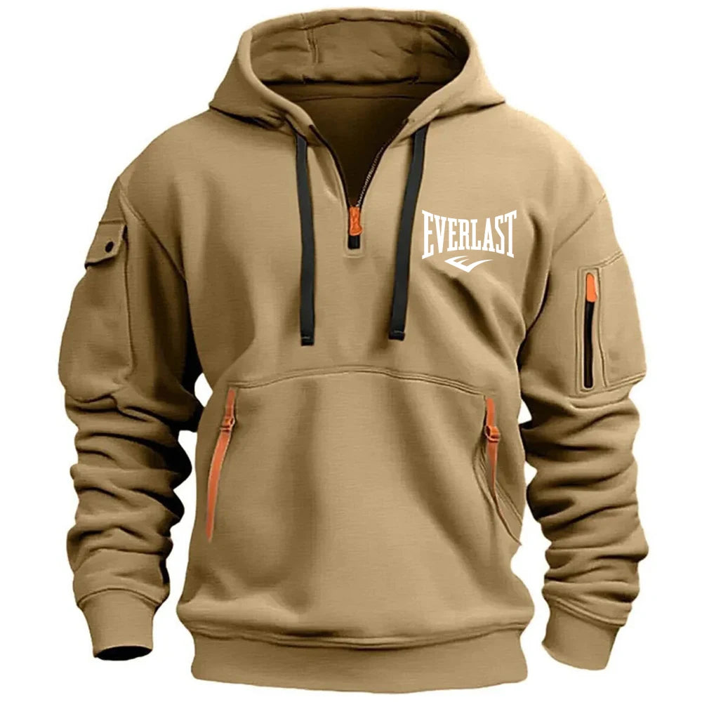 Everlast – Moletom Masculino com Capuz, Suéter Esportivo Casual, Jaqueta Solta, Mangas Compridas, com Zíper e Vários Bolsos, Estilo Harajuku.