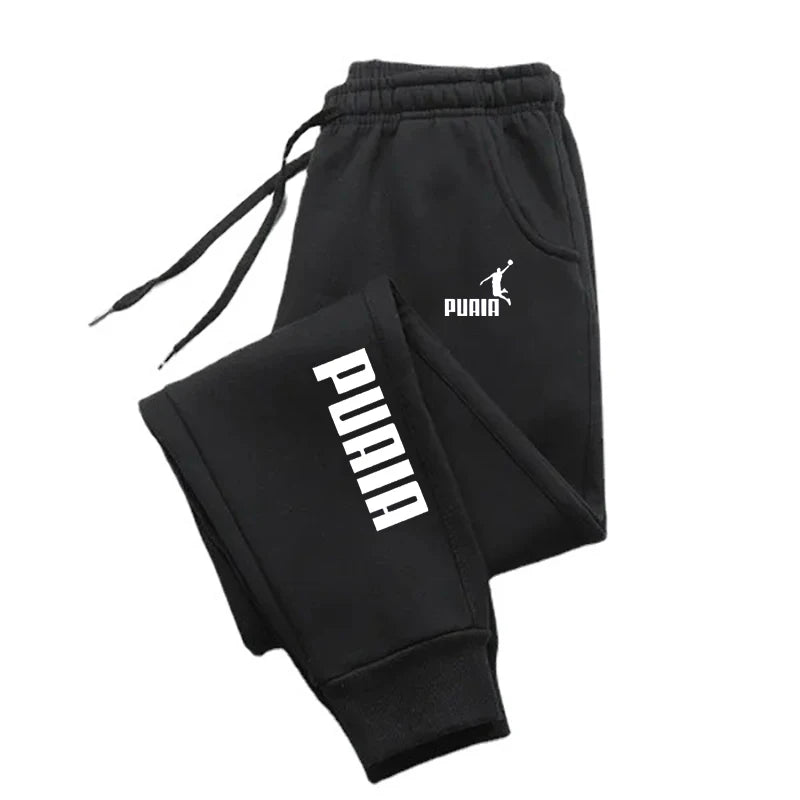 PUAIA - Calças Esportivas Masculinas de Jogging, Roupas Fitness Soltas, Monocromáticas, Estilo Streetwear, Ideais para Outono e Inverno.