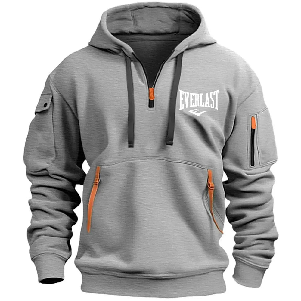 Everlast – Moletom Masculino com Capuz, Suéter Esportivo Casual, Jaqueta Solta, Mangas Compridas, com Zíper e Vários Bolsos, Estilo Harajuku.
