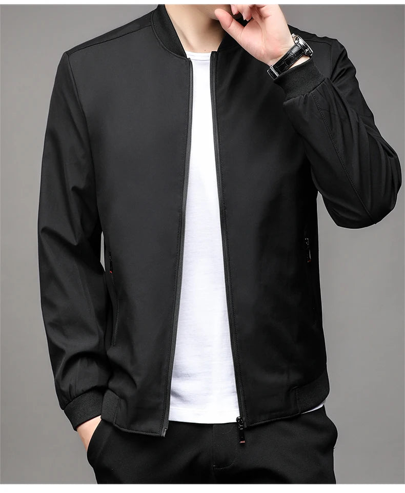 Jaqueta casual de negócios de alta qualidade para a primavera, com gola de beisebol. Estilo bonito e moderno, ideal para a juventude.