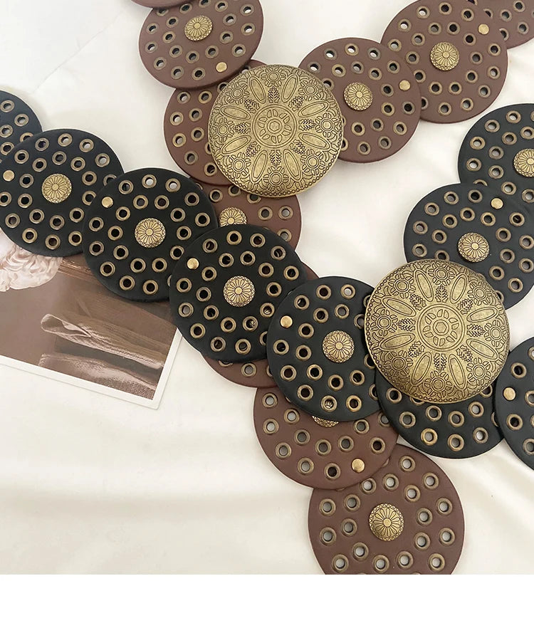 Cinto Circular Oco Estilo Retrô Acessórios Exagerados para o Verão 2024 Estilo Europeu Perfeito para Vestidos!