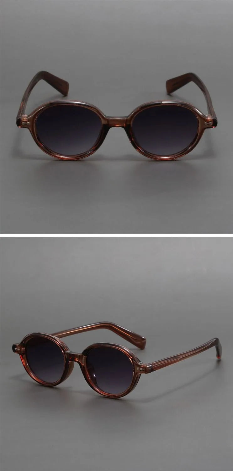 Óculos de Sol Redondos Pequenos de Acetato Polarizados para Homens e Mulheres Óculos de sol ovais femininos retrô em TR90 e acetato.